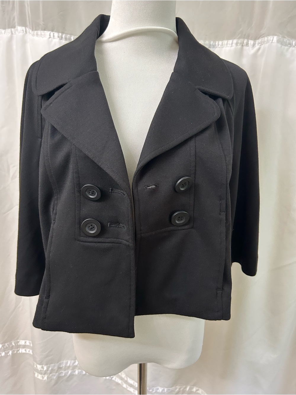 Elle Black Double-Breasted Women's Cropped Jacket